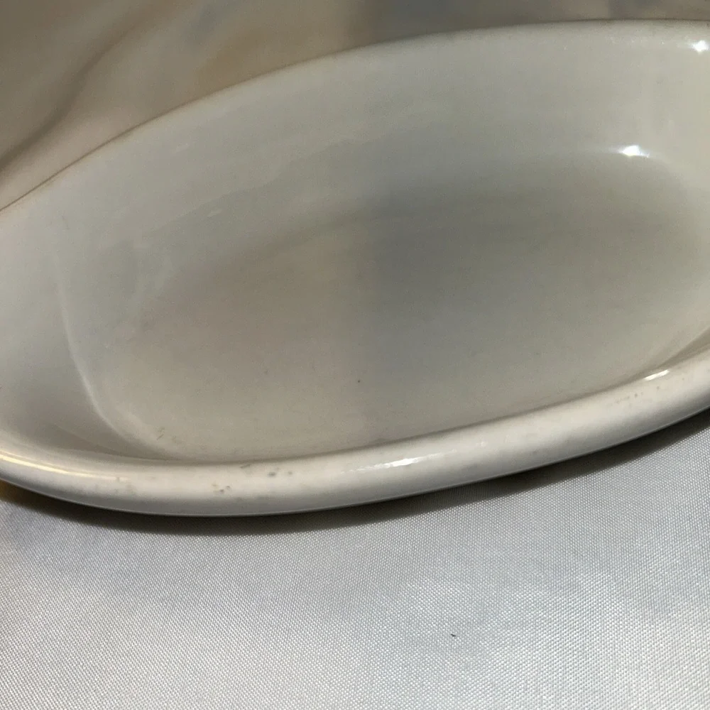 vintage white restaurant ware Dc 627 USA Oval Baking Dish Hall